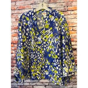 Ruby Rd. favorites woman button up semi sheer 3/4 sleeve top blouse women's 18W